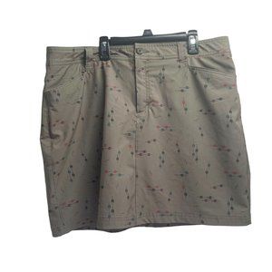 Eddie Bauer Womens Size 14 Skort Skirt Attached Shorts Olive Green With Multicol